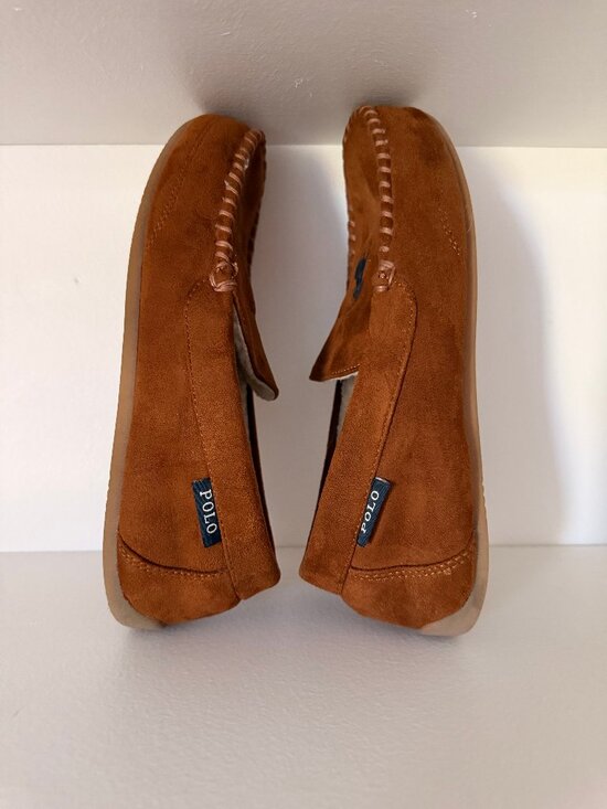 POLO RALPH LAUREN PREPPY MENS SLIPPERS CHESTNUT‎ Size 10 main image 3